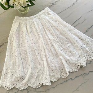 ModCloth | White Eyelet Lace A-Line Midi Skirt | M